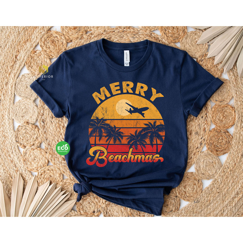 Merry Beachmas Shirt, Vintage Christmas in July Shirt, Tropical Christmas Retro Shirt, Summer Christmas Vacation Shirt - 2.jpg