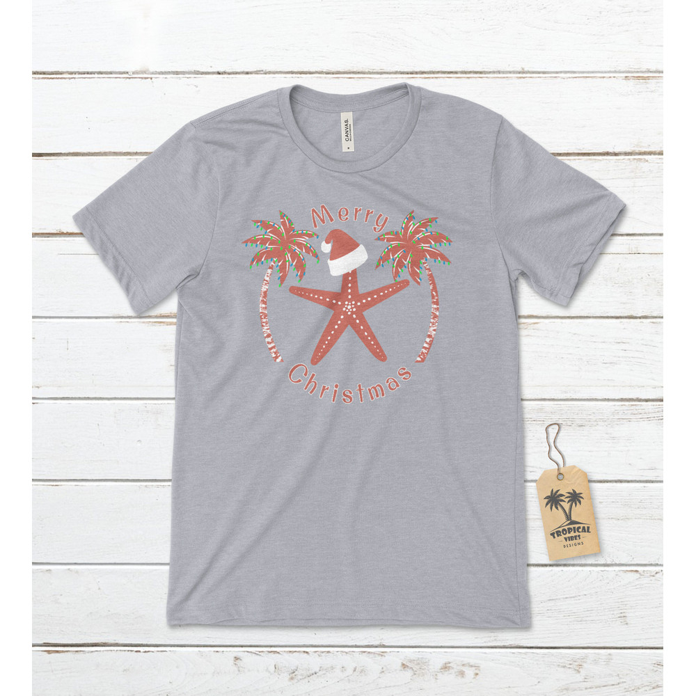 Merry Christmas - Santa Starfish Unisex T-Shirt, Christmas T-Shirt, Starfish T-Shirt, Tropical Christmas Shirt, Beach Christmas Shirt - 1.jpg