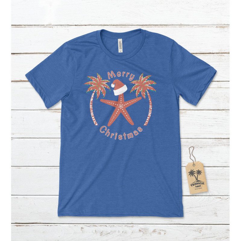 Merry Christmas - Santa Starfish Unisex T-Shirt, Christmas T-Shirt, Starfish T-Shirt, Tropical Christmas Shirt, Beach Christmas Shirt - 2.jpg