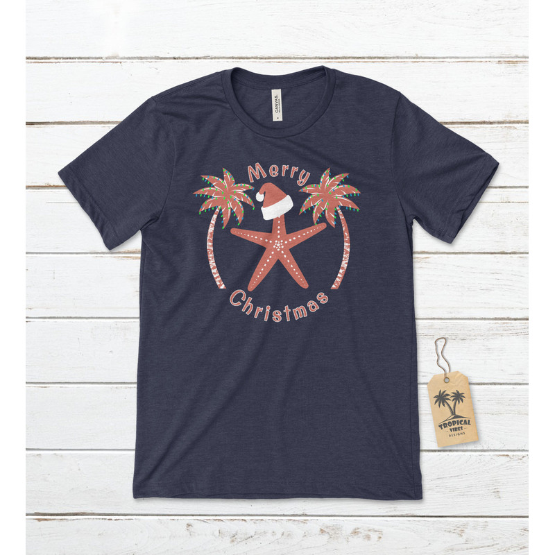 Merry Christmas - Santa Starfish Unisex T-Shirt, Christmas T-Shirt, Starfish T-Shirt, Tropical Christmas Shirt, Beach Christmas Shirt - 3.jpg