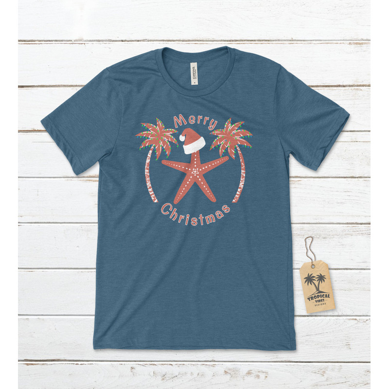 Merry Christmas - Santa Starfish Unisex T-Shirt, Christmas T-Shirt, Starfish T-Shirt, Tropical Christmas Shirt, Beach Christmas Shirt - 4.jpg