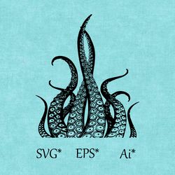 octopus svg, underwater animal, kraken octopus tentacles, octopus kraken, kids room  digital svg, eps, ai