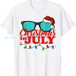 christmas in july santa hat sunglasses summer celebration t-shirt - 41699