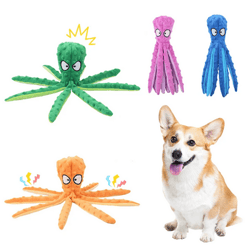 Dog Toy Squeaky Pet Plush Toy Voice Octopus Bite Resistant Interactive Pet Dog Teeth Cleaning Chew Toys Puzzle Pet Suppl