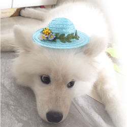 Dog Hat Cats Costume Pets Pet Decoration for Small Medium Big DogsPhotography Props Cute Floral Dog Cat Straw Hat Pet