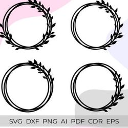 leaf frames bundle svg, wreath frame svg