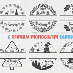 christmas family monogram bundle svg