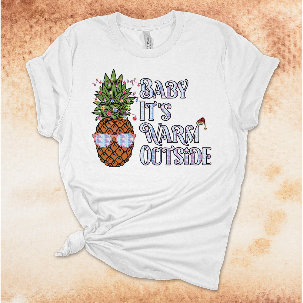 Baby It's Warm Outside, Tropical Christmas, Christmas Pineapple, Premium Unisex Cotton Soft Tee Shirt, Plus Size Available 2x, 3x 4x - 5.jpg