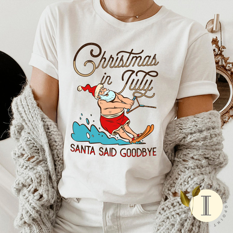 Beach Christmas Santa Shirt, Summer Vacation Outfit, Christmas in July Gift, Tropical Christmas Shirt - 1.jpg