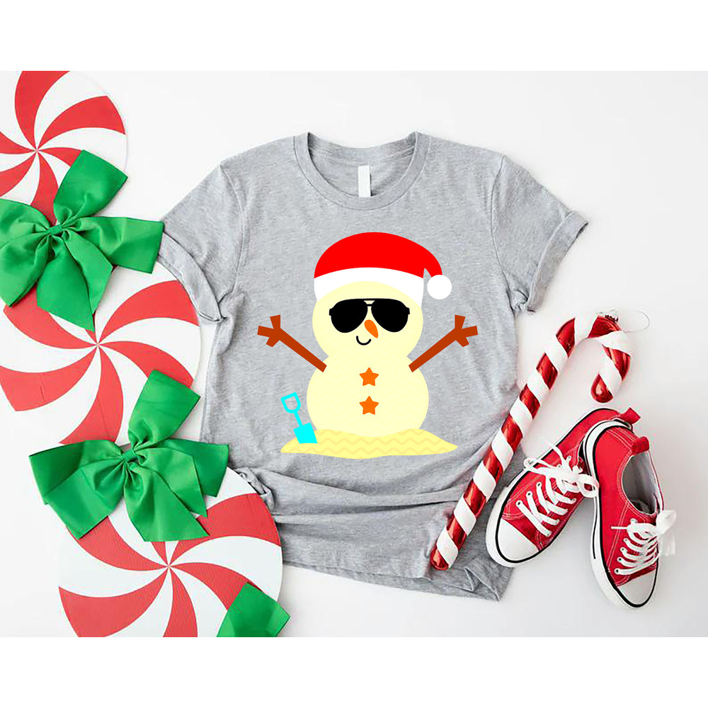 Beach Snowman Tshirt, Christmas in July, Christmas in Summer Gift, Christmas Snowman in July, Christmas in July Shirt Gift, Summer Xmas Tee - 3.jpg