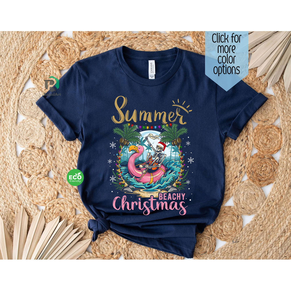 Beach Christmas in July Shirt, Funny Hawaiian Xmas Shirts, Skeleton Tee, Tropical Christmas in July Shirt, Summer Holiday - 4.jpg