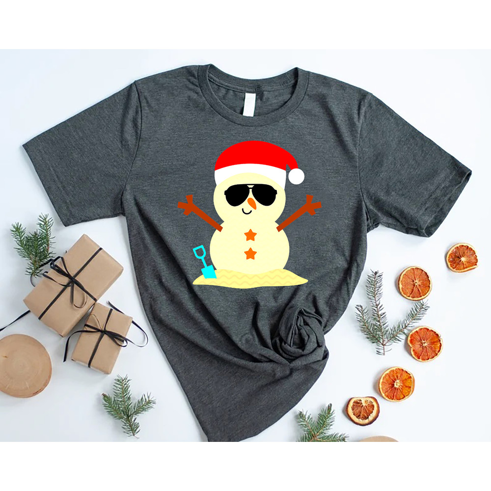 Beach Snowman Tshirt, Christmas in July, Christmas in Summer Gift, Christmas Snowman in July, Christmas in July Shirt Gift, Summer Xmas Tee - 4.jpg