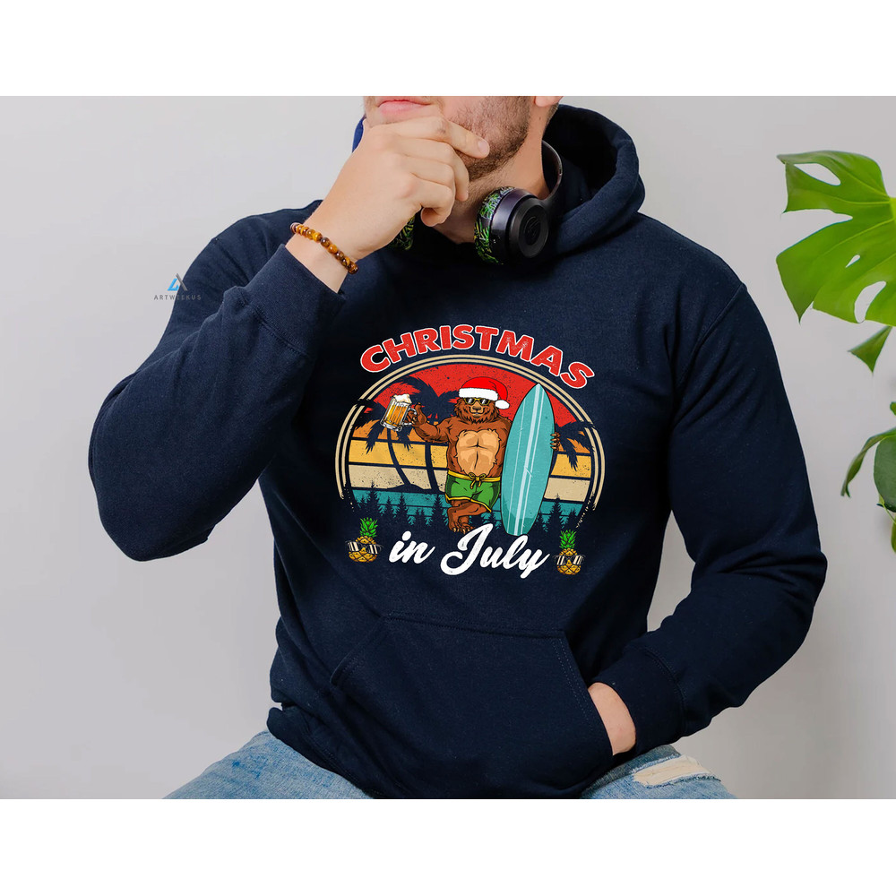Bear Drinking at the Beach Christmas in July Tshirt, Summer Christmas Beer Shirt, Hawaii Bear Summer Vacation Tee, July Gift - 3.jpg