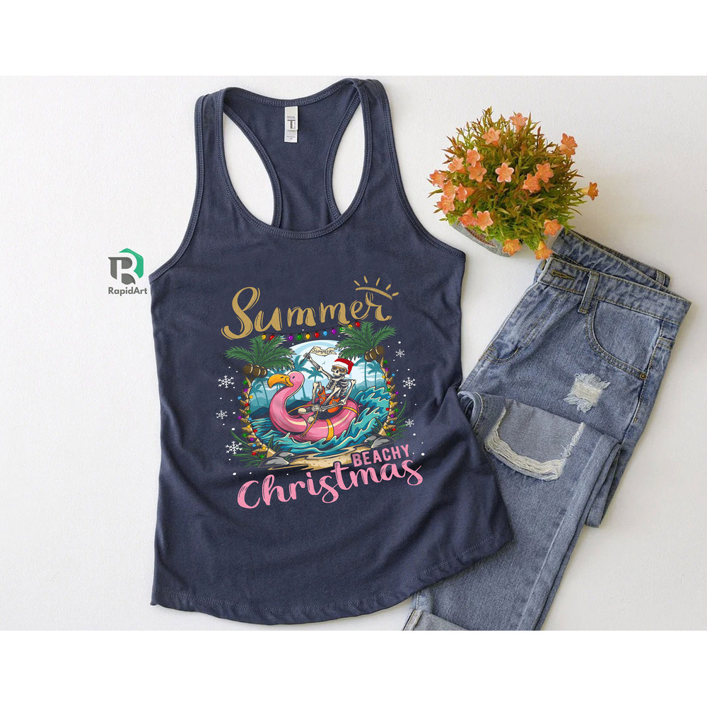 Beach Christmas in July Shirt, Funny Hawaiian Xmas Shirts, Skeleton Tee, Tropical Christmas in July Shirt, Summer Holiday - 6.jpg