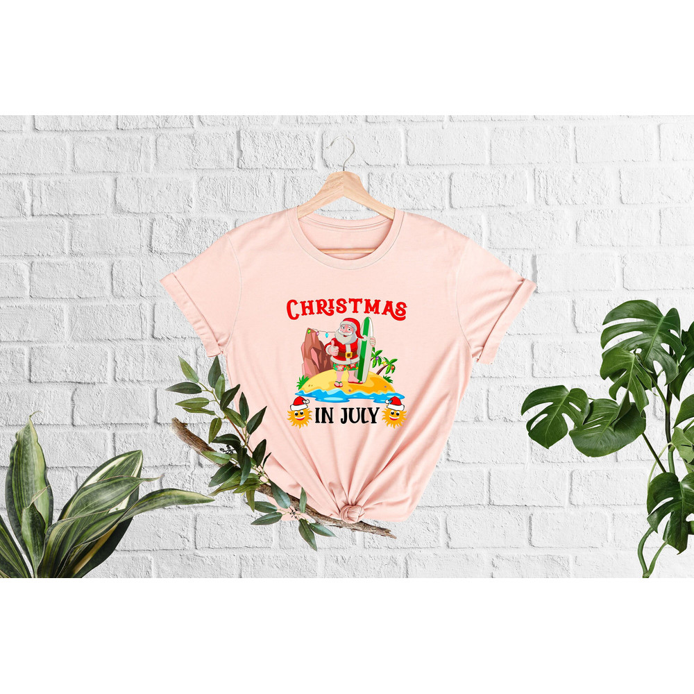 Christmas In July Shirt, Funny Summer T-Shirt, Summer Santa Shirt, Xmas In Summer, Xmas In July, Funny Christmas Shirt, Santa At The Beach - 1.jpg