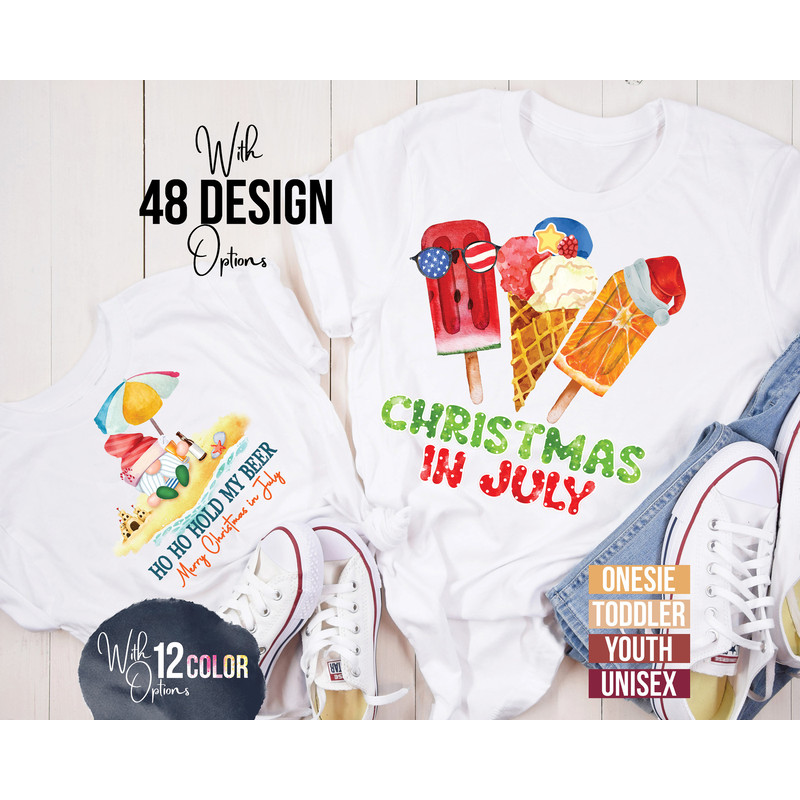 Christmas in July Shirt, Xmas Holiday Beach Shirt, Santa Shirt, Xmas In July Matching Shirt, Summer Vacation Shirt, Hawaiian Christmas - 1.jpg