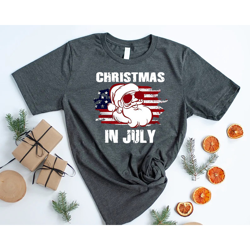Christmas in July Shirt, US Flag Christmas in July Tshirts, Summer Holiday Santa Claus Shirt, USA Family Summer Vacation Tee, Patriotic Gift - 6.jpg