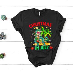 christmas in july tee, holiday santa claus tee, family summer vacation tee, santa at the beach, xmas in summer tee, trop
