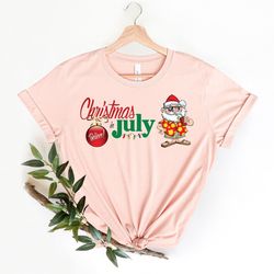 christmas in july tee, santa at the beach, xmas in summer tee, holiday santa claus tee, family summer vacation tee, trop