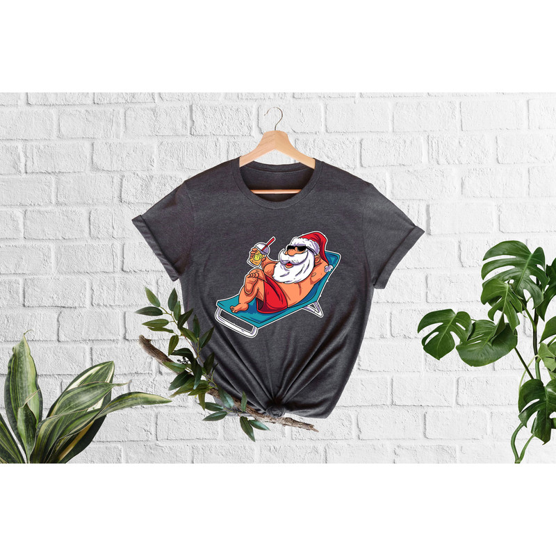 Christmas In July T-Shirt,Tropical Christmas, Santa At The Beach, Xmas In Summer Tees, Tropical Xmas, Funny Summer Vibes, Summer Santa Shirt - 4.jpg