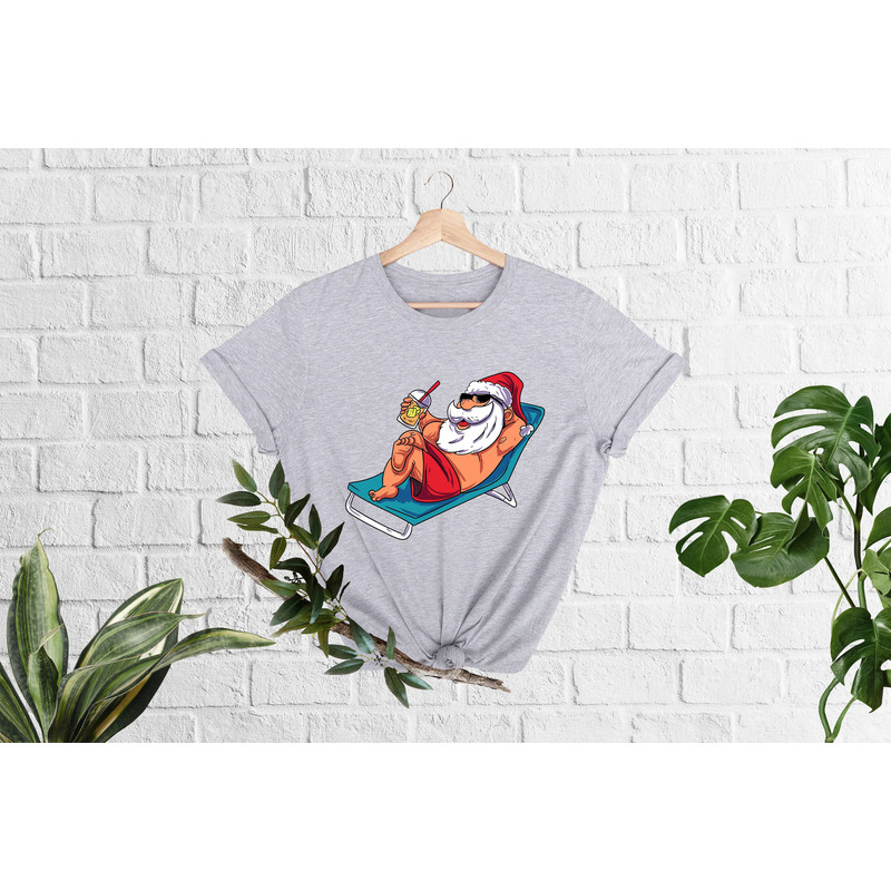 Christmas In July T-Shirt,Tropical Christmas, Santa At The Beach, Xmas In Summer Tees, Tropical Xmas, Funny Summer Vibes, Summer Santa Shirt - 5.jpg