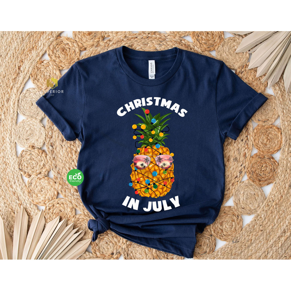 Funny Christmas in July Shirt, Funny Pineapple Shirt, Tropical Christmas Shirt, Summer Holiday Shirt, Xmas in July Shirt - 2.jpg