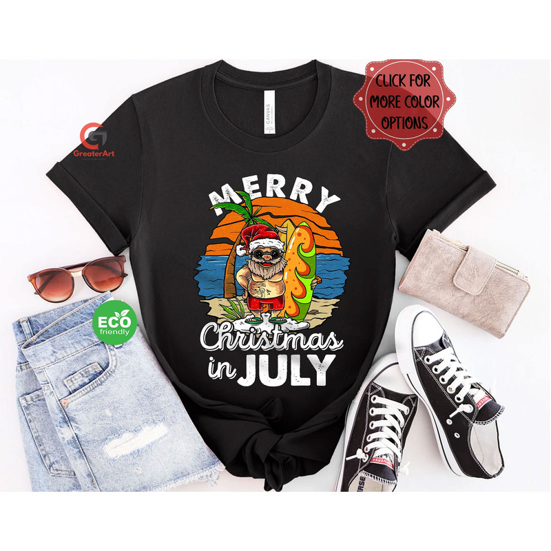 Funny Vintage Christmas in July Beach Shirt, Let the Sea Get You Free Shirt, Matching Summer Vacation Beach Shirt - 1.jpg