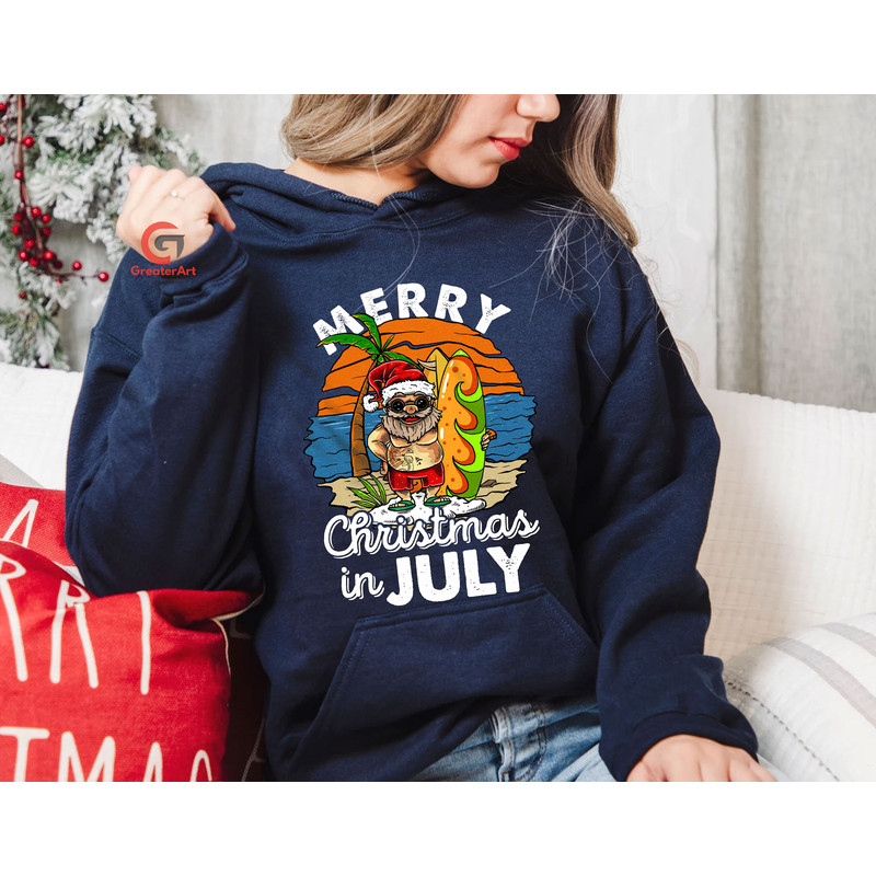 Funny Vintage Christmas in July Beach Shirt, Let the Sea Get You Free Shirt, Matching Summer Vacation Beach Shirt - 3.jpg