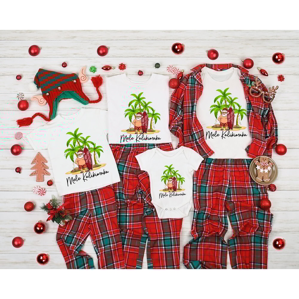 Hawaiian Christmas Family Shirt, Mele Kalikimaka Shirt, Hawaii Christmas, Christmas Beach Family Vacation Shirts, Christmas Palm Tree Shirt - 1.jpg