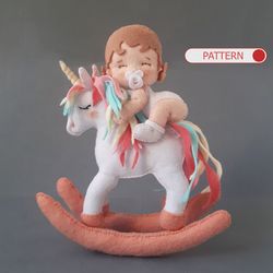 Baby Doll and Fairy Unicorn Rocking Sewing Pattern Great Fairytale Nursery Decor