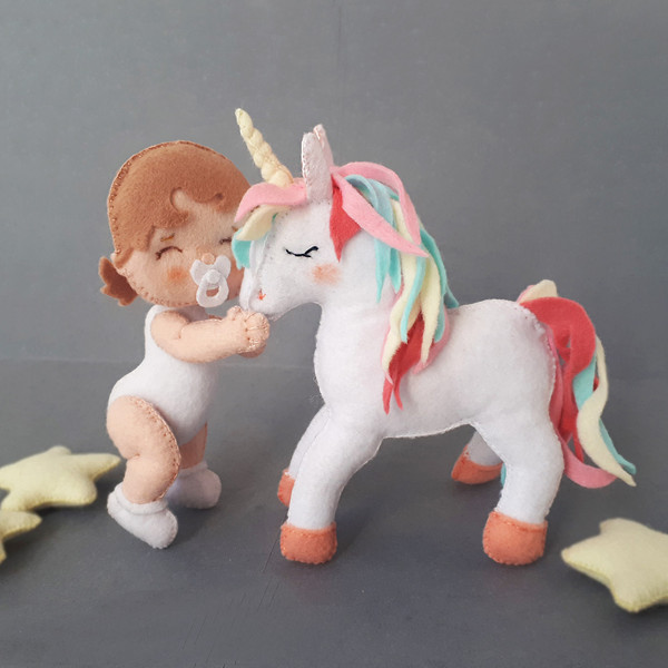 Baby Doll and Fairy Unicorn Rocking felt Sewing Pattern Fairytale Nursery Decor.jpg