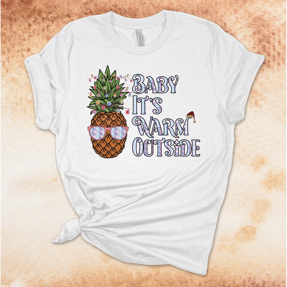 Baby It's Warm Outside, Tropical Christmas, Christmas Pineapple, Premium Unisex Cotton Soft Tee Shirt, Plus Size Available 2x, 3x 4x - 5.jpg