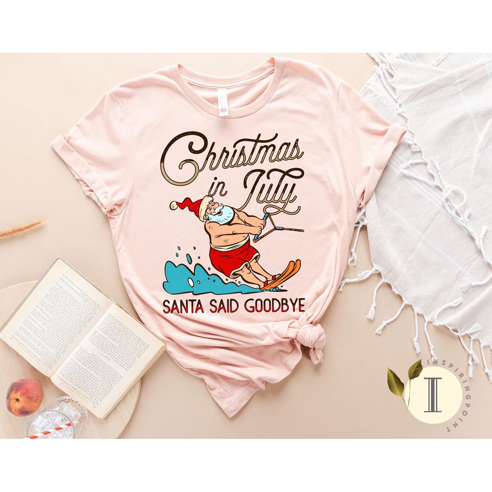Beach Christmas Santa Shirt, Summer Vacation Outfit, Christmas in July Gift, Tropical Christmas Shirt - 2.jpg