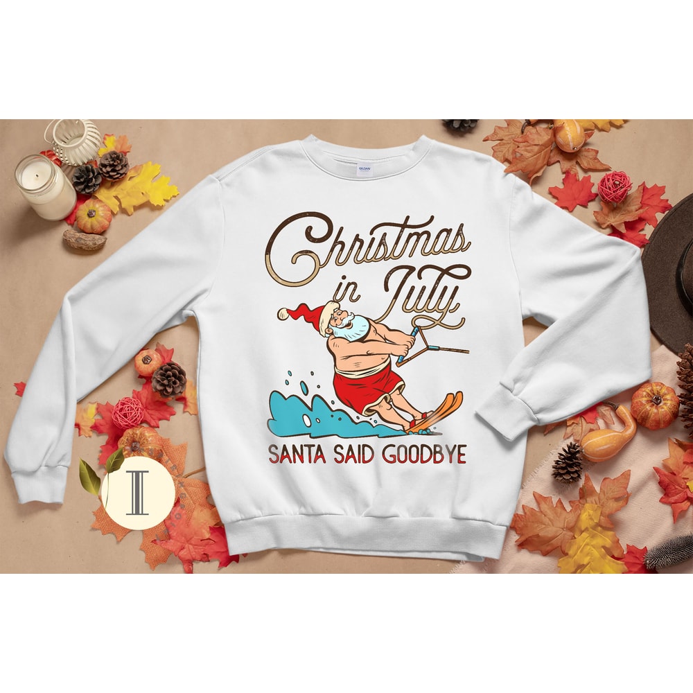 Beach Christmas Santa Shirt, Summer Vacation Outfit, Christmas in July Gift, Tropical Christmas Shirt - 3.jpg