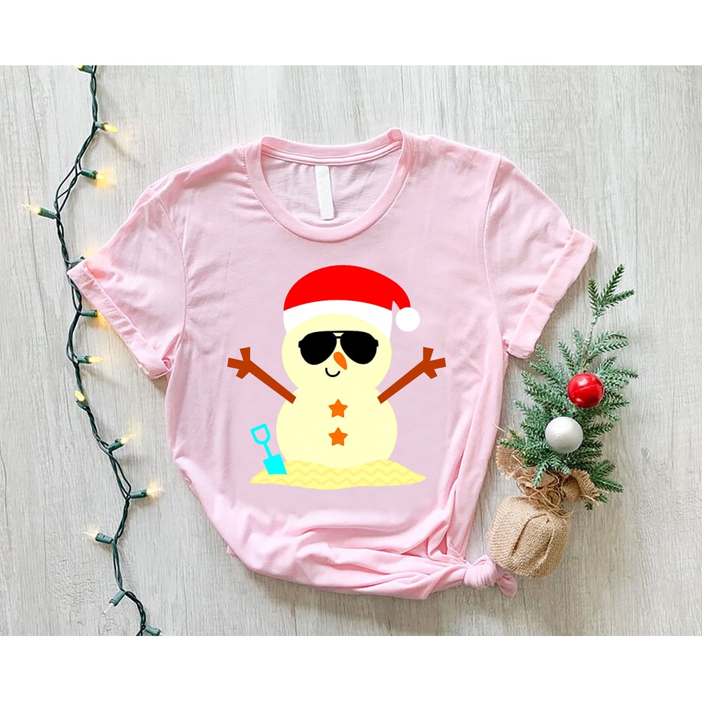 Beach Snowman Tshirt, Christmas in July, Christmas in Summer Gift, Christmas Snowman in July, Christmas in July Shirt Gift, Summer Xmas Tee - 1.jpg