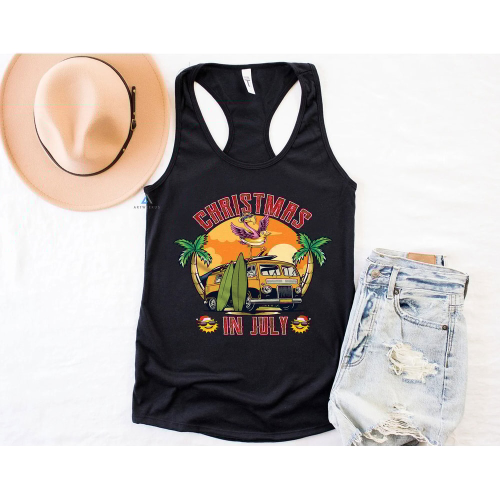 Beach July Christmas in Summer Tshirt for Camper, Camper Van Christmas in July Shirt, Gift for Camping Lover, Xmas in July Gift - 5.jpg