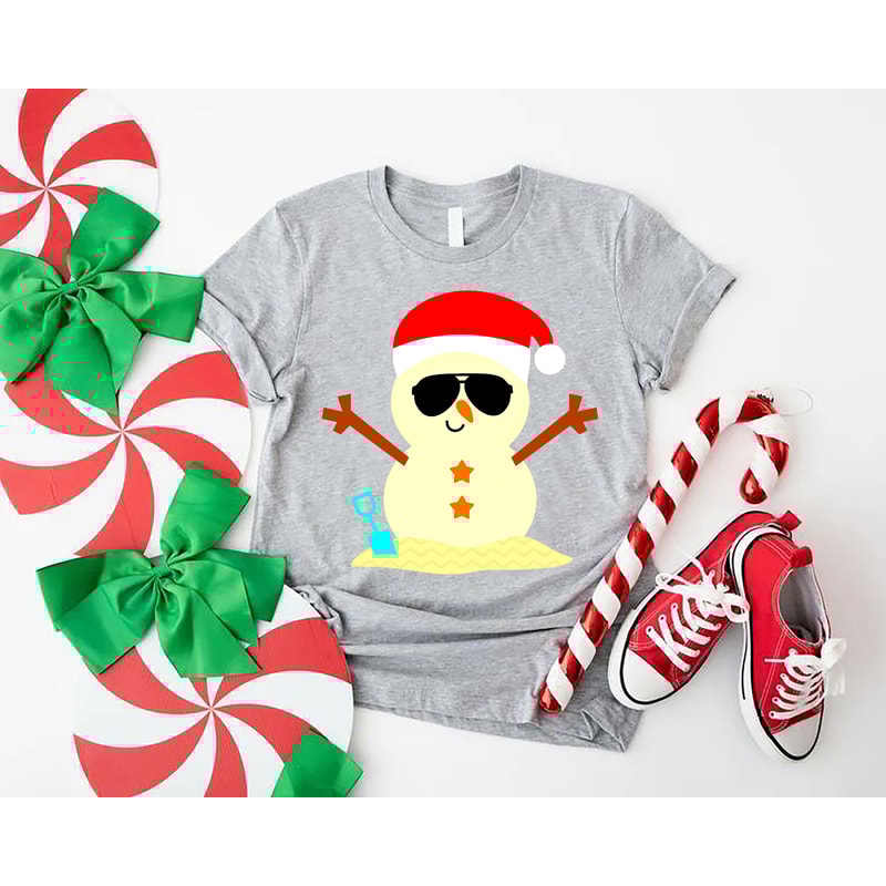Beach Snowman Tshirt, Christmas in July, Christmas in Summer Gift, Christmas Snowman in July, Christmas in July Shirt Gift, Summer Xmas Tee - 3.jpg