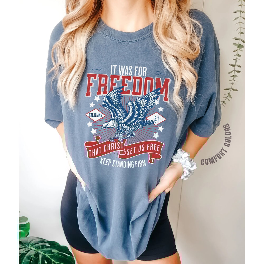 Christian 4th of July Shirt, Christian T-Shirts, Freedom Tee 4th July Shirt Men, July 4th Shirt Women, Bible Verse Shirt, Eagle Shirt Women - 4.jpg