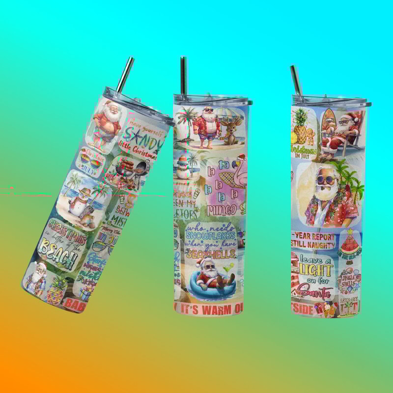 Christmas In July 20oz Skinny Tumbler Sublimation Design, Seamless Pattern, Digital Download, Christmas In July PNG, Summer Sublimation Wrap - 2.jpg