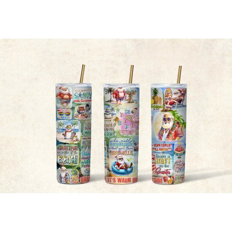 Christmas In July 20oz Skinny Tumbler Sublimation Design, Seamless Pattern, Digital Download, Christmas In July PNG, Summer Sublimation Wrap - 4.jpg