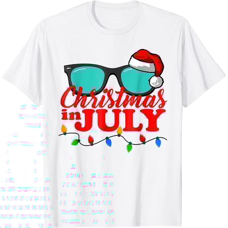 Christmas In July Santa Hat Sunglasses Summer Celebration T-Shirt - 41699 - 1.jpg