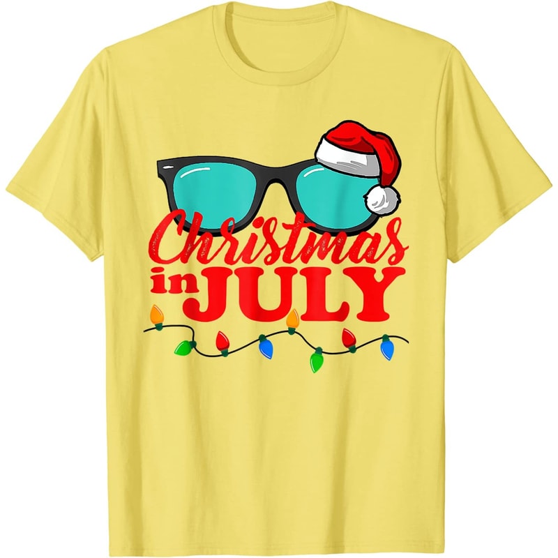 Christmas In July Santa Hat Sunglasses Summer Celebration T-Shirt - 41699 - 5.jpg