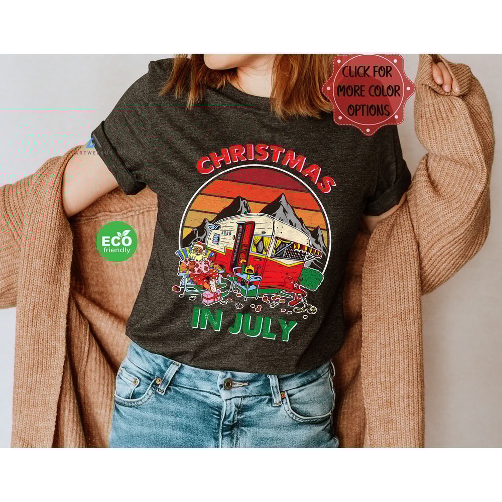 Christmas in July Santa Camping Trip Tshirt, Summer Vacation July Christmas Shirt, Gift for Camper, Summer Christmas Matching Tee - 2.jpg