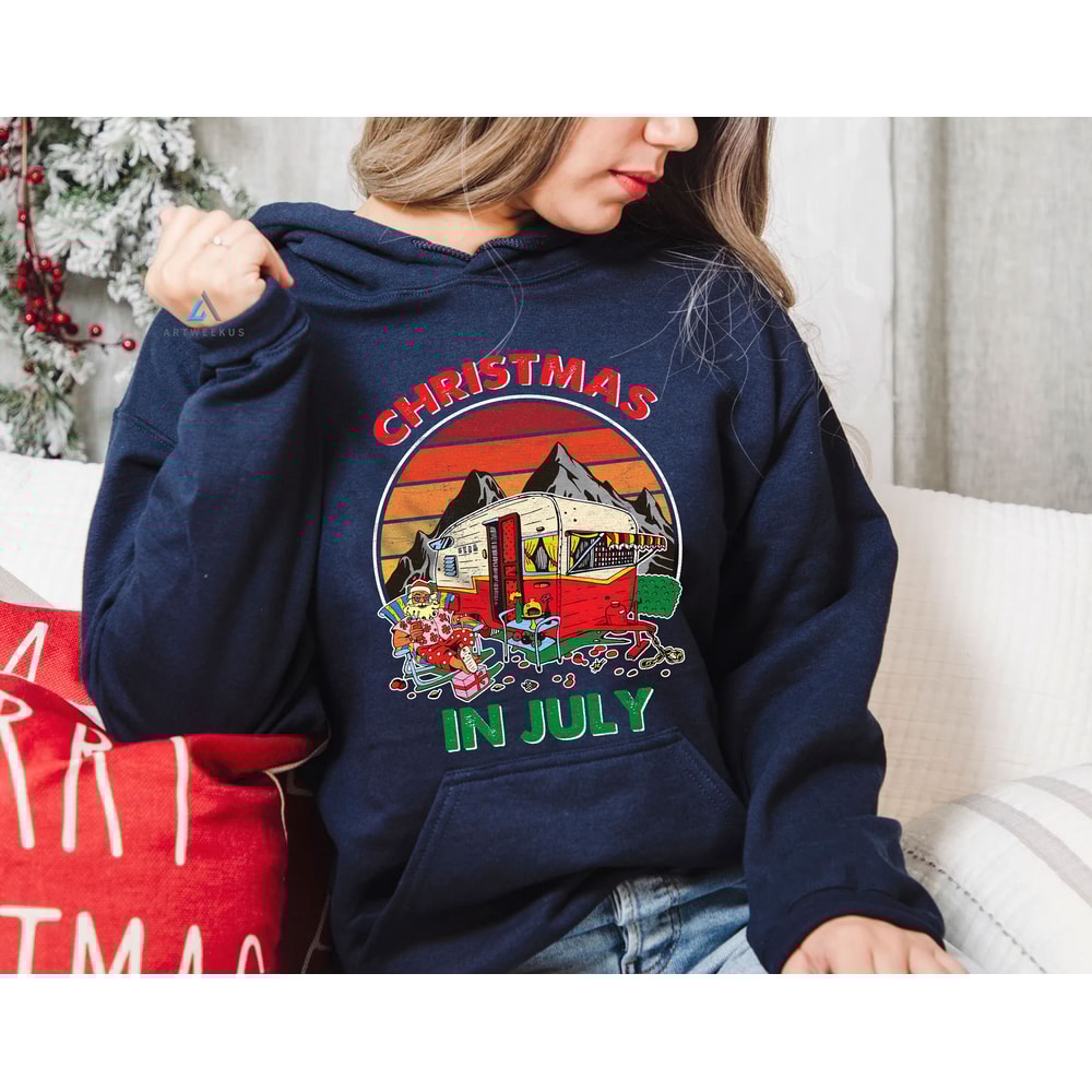 Christmas in July Santa Camping Trip Tshirt, Summer Vacation July Christmas Shirt, Gift for Camper, Summer Christmas Matching Tee - 3.jpg