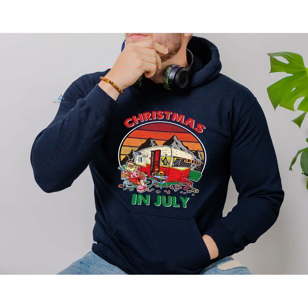 Christmas in July Santa Camping Trip Tshirt, Summer Vacation July Christmas Shirt, Gift for Camper, Summer Christmas Matching Tee - 4.jpg