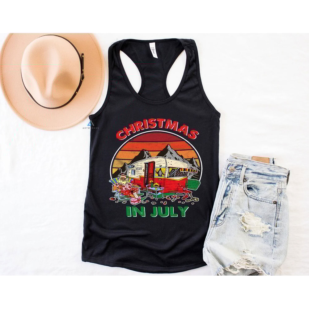 Christmas in July Santa Camping Trip Tshirt, Summer Vacation July Christmas Shirt, Gift for Camper, Summer Christmas Matching Tee - 5.jpg