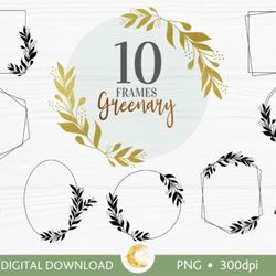 greenery wreaths frame bundle svg