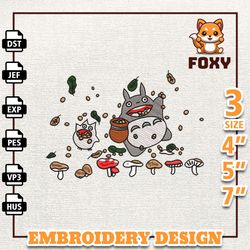 totoro anime design, anime embroidery design, anime machine embroidery design, gift for anime fan, instant download