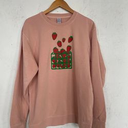 Strawberry Sweatshirt, Garden Sweatshirt, Screenprinted Sweatshirt, Gardening Gift, Foodie Gift