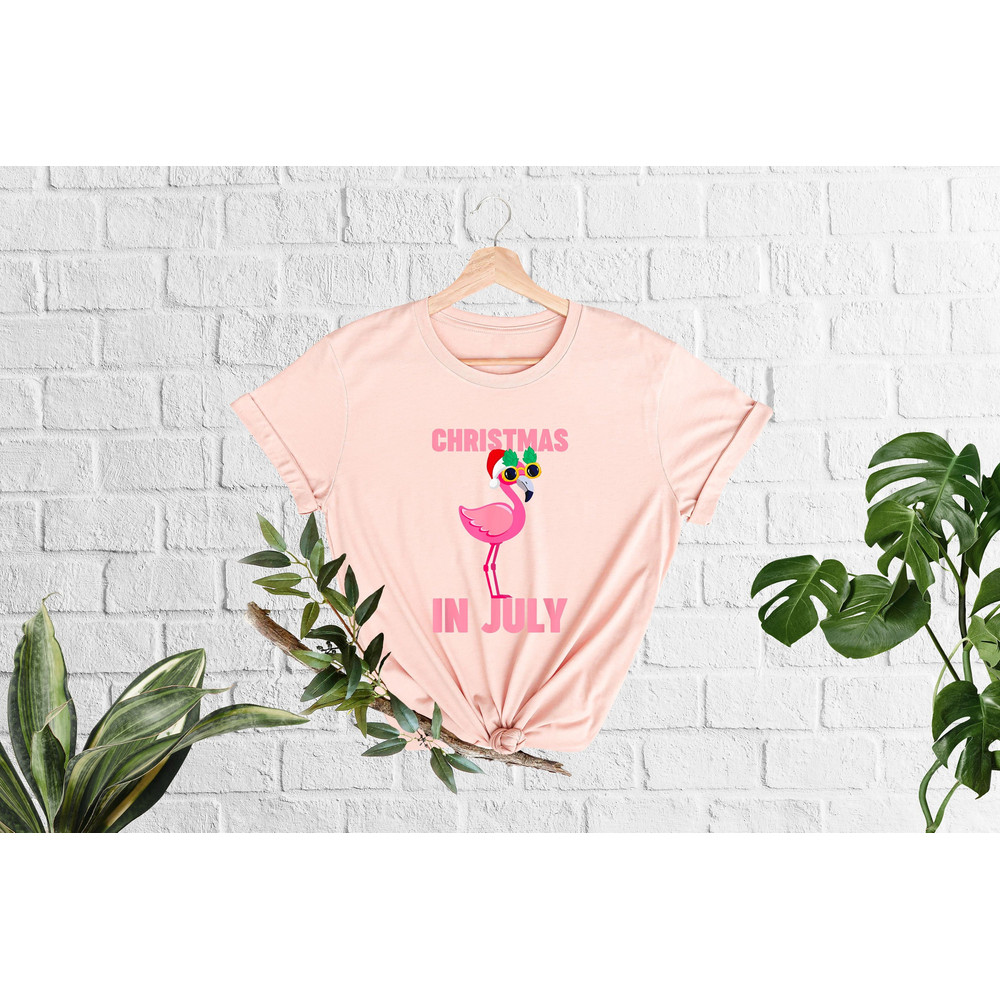 Christmas in July Shirt, Flamingo Shirt for Women, Christmas in Summer Shirt, Christmas Flamingo, Summer Christmas,Xmas In July, Beach Vibes - 1.jpg
